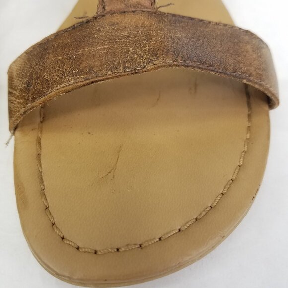 Franco Sarto Gelato Sandals Womens 6 Caramel Brown Leather Zipper Heel Gladiator - Picture 12 of 14